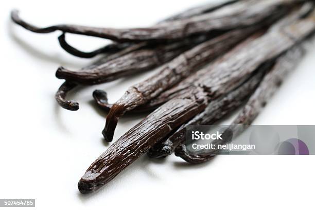 Vanilla Pods Isolated On White Background Stock Photo - Download Image Now - Bean, Black Color, Brown