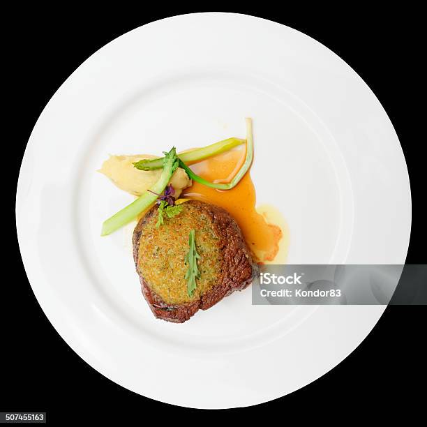 Rib Eye Steak With Potato Puree Isolated Stock Photo - Download Image Now - Arrangement, Arranging, Asparagus