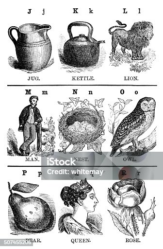 istock Illustrated alphabet J-R (Victorian engravings) 507455206