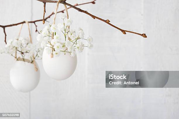 Bunch Of Of White Babys Breath Flowers In Egg Shell Stock Photo - Download Image Now