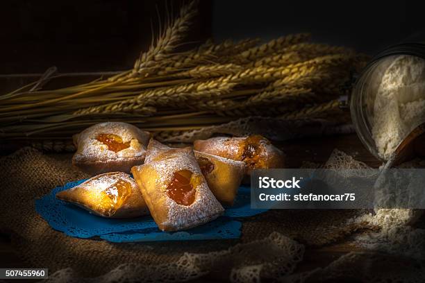 Italian Carnival Pastry Filled With Jam Lightpaint Stock Photo - Download Image Now - Backgrounds, Baked Pastry Item, Bakery