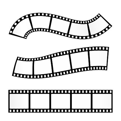 Vector realistic illustration of film strip on white background. Template film roll