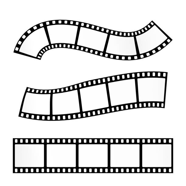 Film strip vector Vector realistic illustration of film strip on white background. Template film roll traditional ceremony photos stock illustrations
