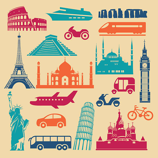 Ensemble d'icônes de tourisme - Illustration vectorielle