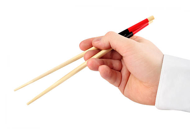 istock hand holding chopsticks, isolated on white background 507456550
