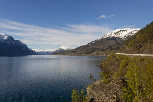 View on Lustrafjorden in Norway stock photo