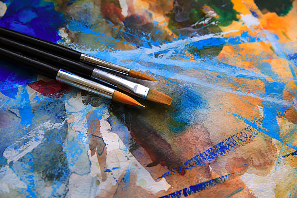 istock Closeup of brushes and palette 507457020