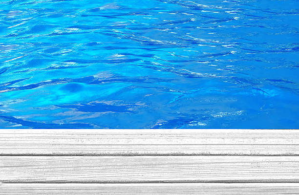 istock Swimming pool and wooden deck ideal for backgrounds 507457142