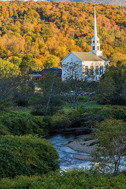 istock Vermont Fall Foliage and the Stowe Community Church 507458328