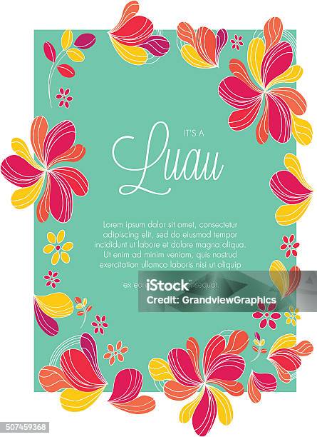 Luau Tropical Hawaiian Party Invitation Template Vector Stock Illustration - Download Image Now