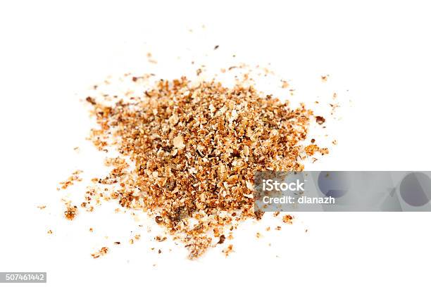 Ground Nutmeg Isolated On White Stock Photo - Download Image Now - Brown, Close-up, Cut Out