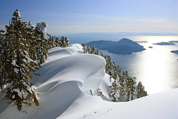 Where the Pacific Ocean meets the mountains: Winter Landscape near Vancouver, British Columbia, Canada.