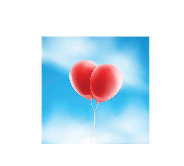 Vector two red balloons in the sky. vector art illustration