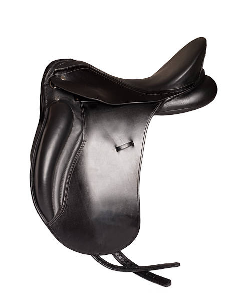 istock Black leather premium dressage saddle isolated 507478584
