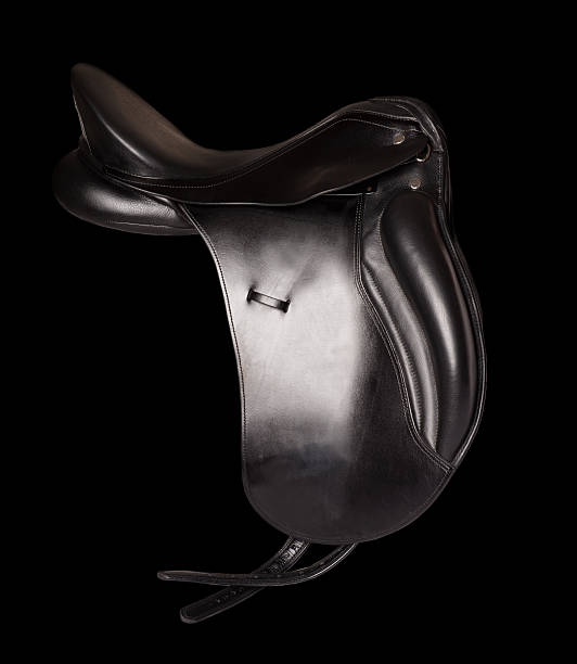 istock Black leather premium dressage saddle isolated 507479192