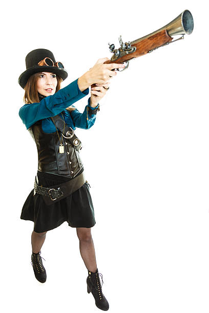 istock Steampunk girl with rifle. 507481322