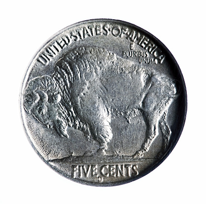 Famous three leg buffalo nickel dated 1937 D.