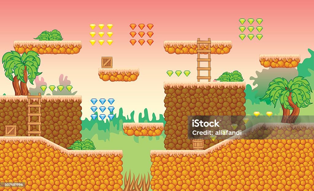 Tile Background Game Design Game Tileset Stock Illustration - Download Image Now - Backgrounds ...