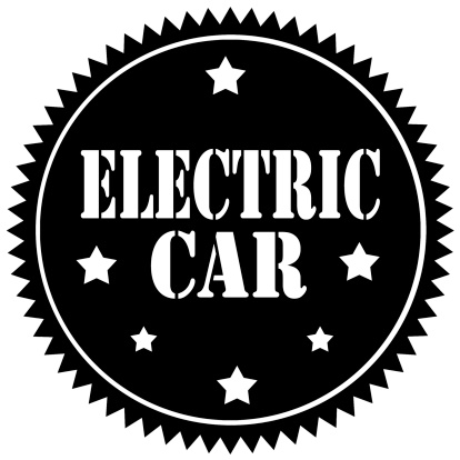 Black label with text Electric Car