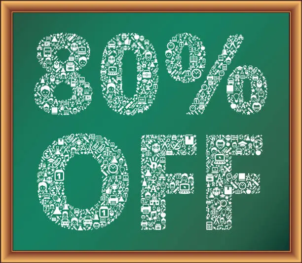 Vector illustration of 80% Off educational royalty free vector art Blackboard