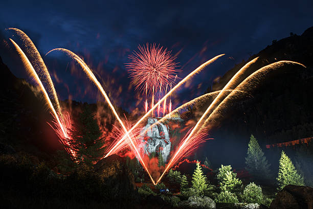 istock Pyrotechnic show, locations Toce waterfall - Piedmont 507489053