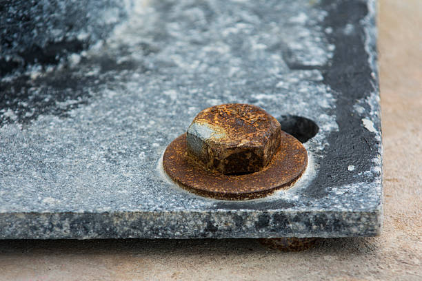istock Old rusty bolts and steel nuts 507489205