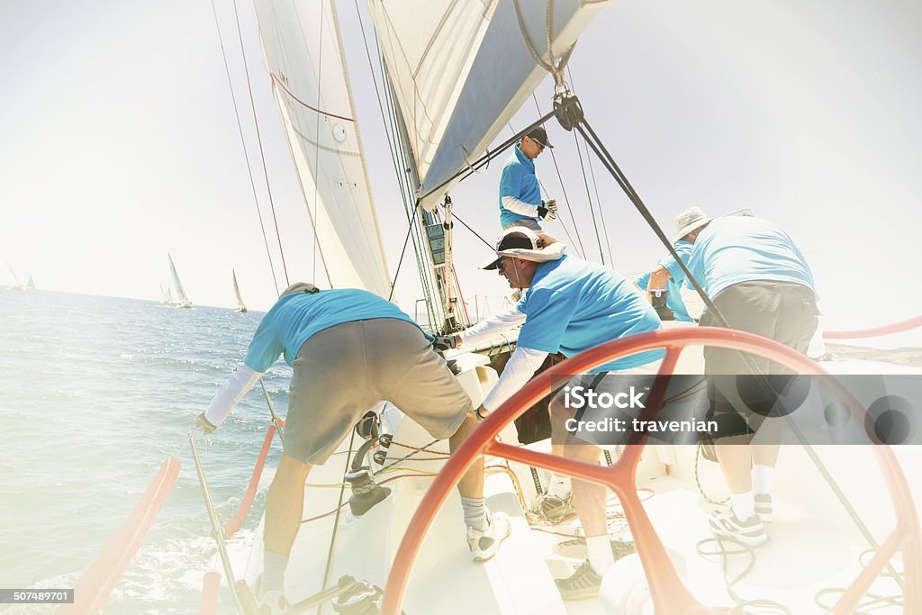 Sailing Sailing and fogy weather Sailboat Stock Photo