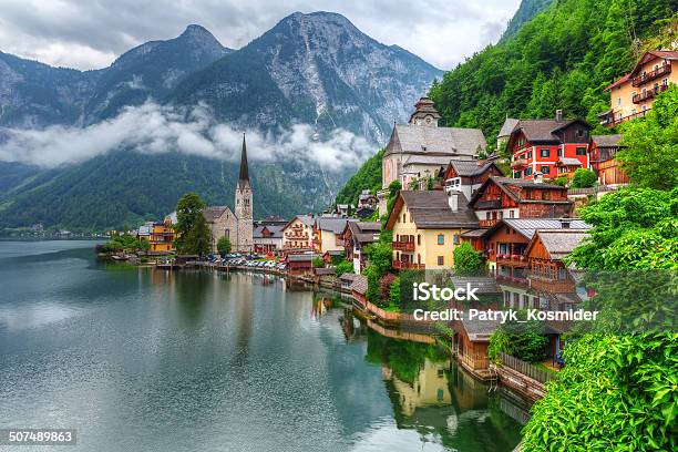 Hallstatt Village In Austria Stock Photo - Download Image Now - Austria, Hallstatt, European Alps