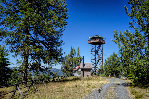 fire lookout tower in the high desert area of Eastern Oregon