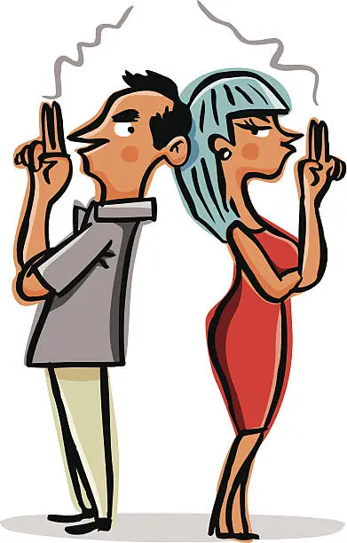 Vector illustration of Couple with relationship difficulties.