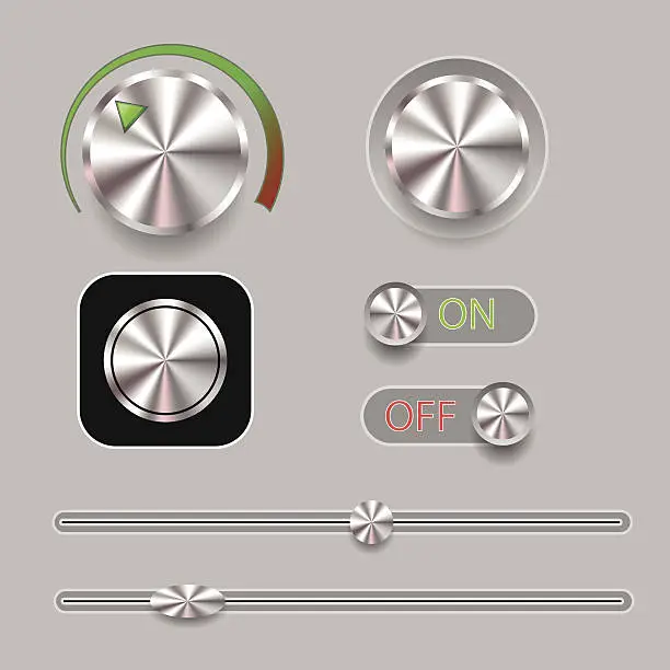 Vector illustration of set of music button