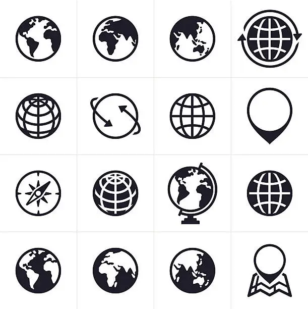 Vector illustration of Globes Icons and Symbols