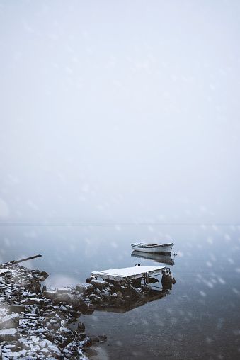 The view of Halifax Waterfront Boardwalk covered in snow