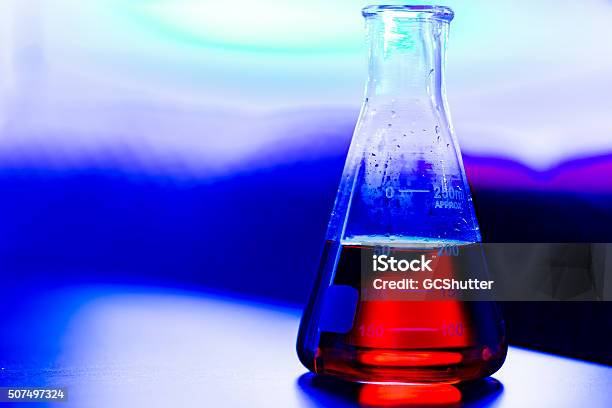 Flask Containing Chemical In A Lab Stock Photo - Download Image Now - Analyzing, Biochemistry, Biology