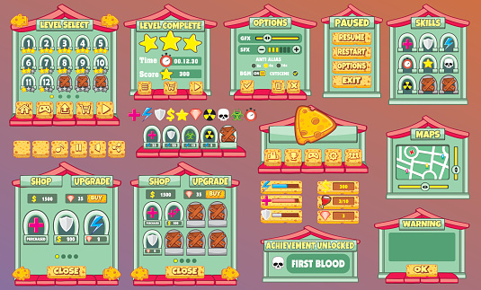 Gui Gaame Game Gui 52 Stock Illustration - Download Image Now - Backgrounds ...