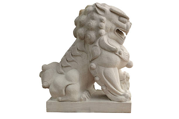 istock Lion statues in Chinese style on white background. 507498752