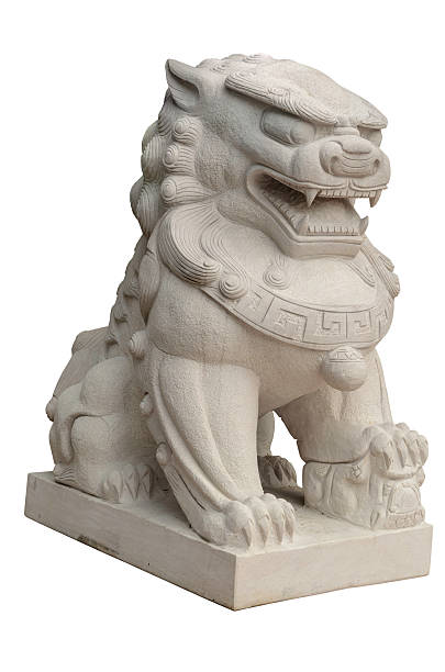 istock Lion statues in Chinese style on white background. 507498796