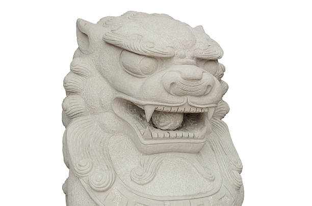 istock Lion statues in Chinese style on white background. 507499418