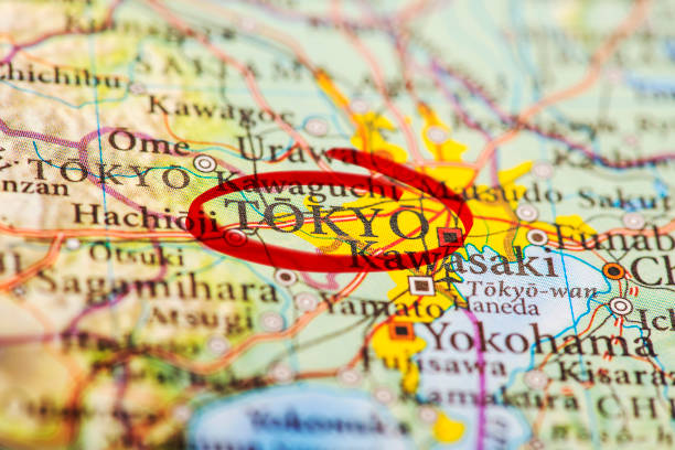 istock Tokyo marked on map with red marker 507501354