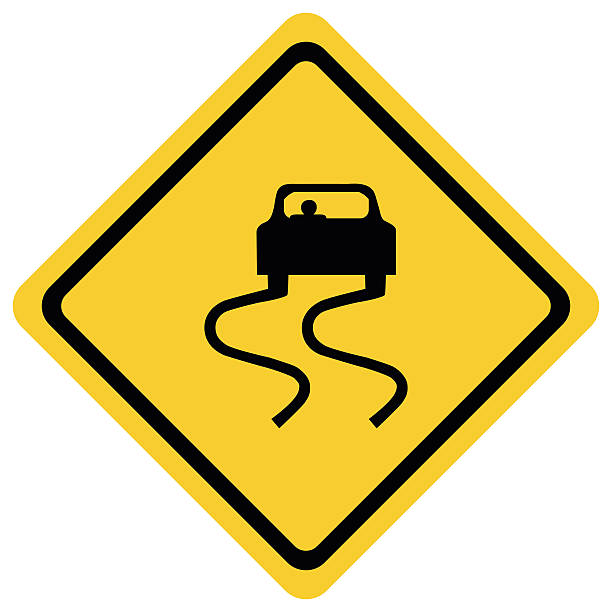 Slippery road sign. vector art illustration