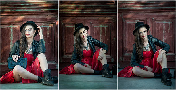 istock Romantic mysterious young lady relaxing sitting on floor 507514932