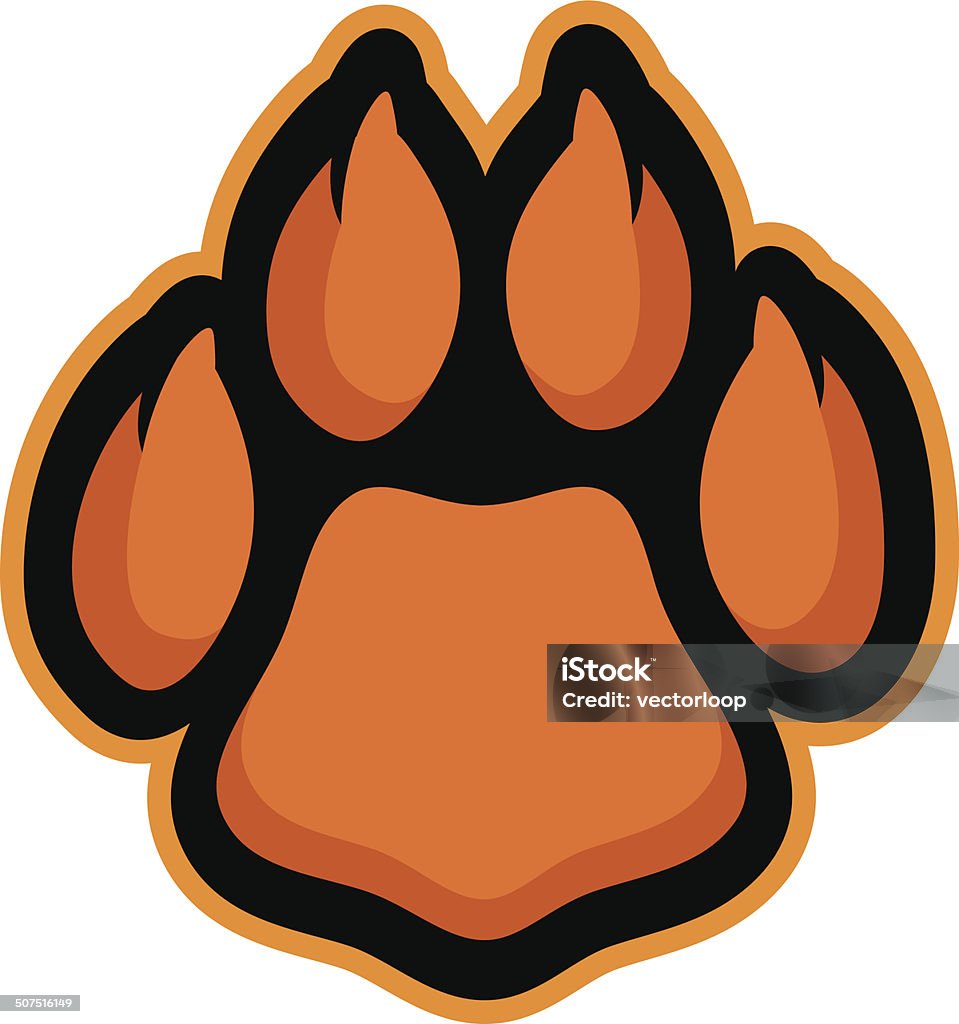 Cat Paw This paw is ready for action. Perfect for your cat-themed sports team logo. Customize with your own colors and text Paw stock vector