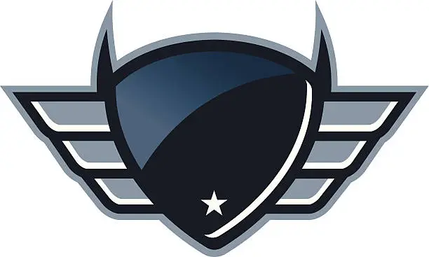 Vector illustration of Reflective Winged Shield