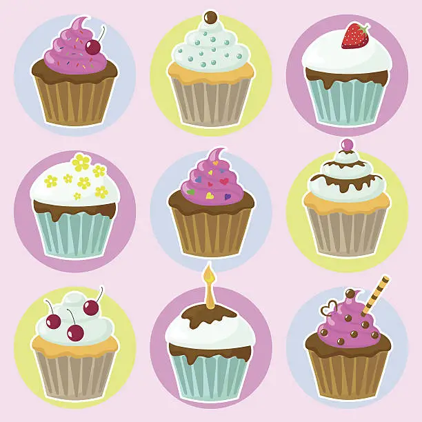 Vector illustration of vektor pattern with cup cake