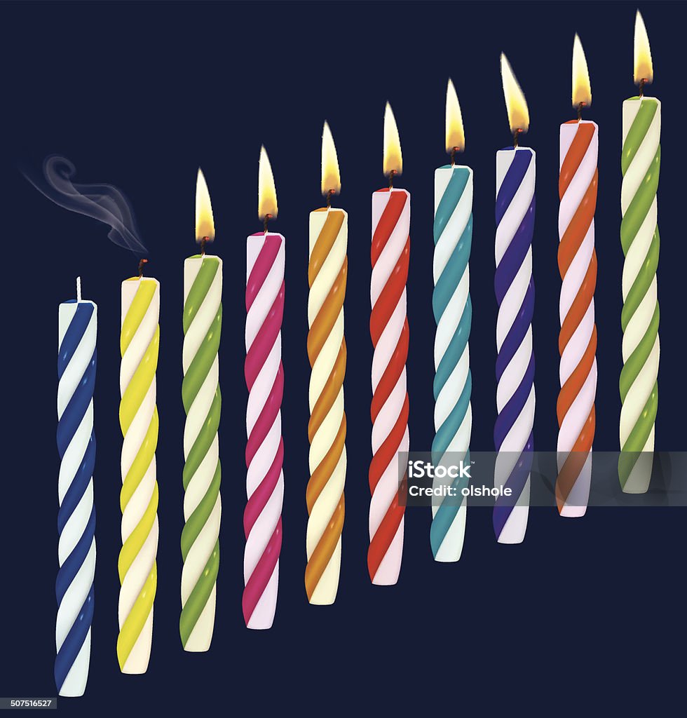 Set di compleanno candele multicolore.  Nuovo Animale estinto, bruciando candele.  Illustrazione vettoriale - arte vettoriale royalty-free di Candela - Attrezzatura per illuminazione