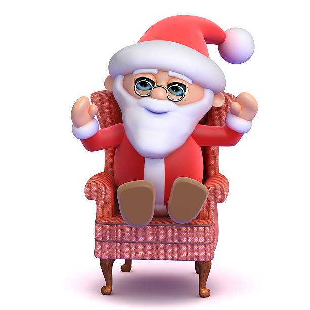 istock 3d Santa sits in his comfortable chair 507517429