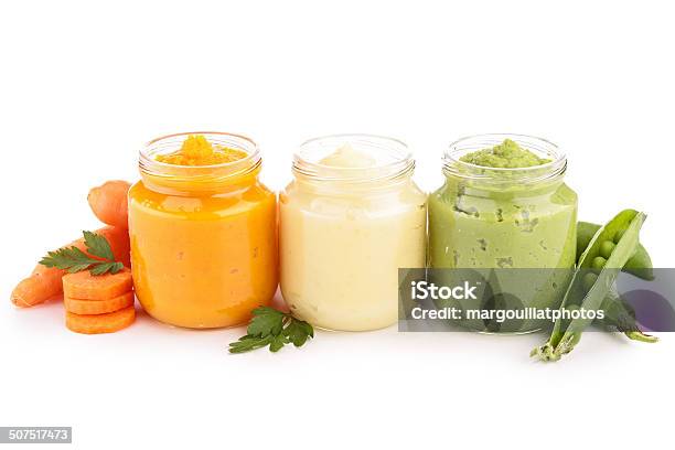 Baby Food Puree Stock Photo - Download Image Now - Baby - Human Age, White Background, Food