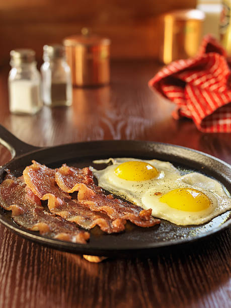 istock bacon and eggs fried in iron skillet 507519026