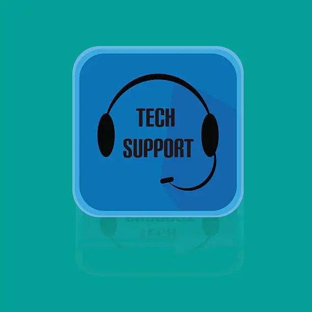 Vector illustration of Call Centrum Flat Design Button Tech Support