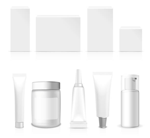 Realistic vector Tubes, Jar And Package. Realistic Tubes, Jar And Package. Packing White Cosmetics And Medicines Isolated On White Background. You Can Use It For Tube Of Creams, Medication, Chemical, Gel, Ointments Or Any Other Product white plastic tube stock illustrations